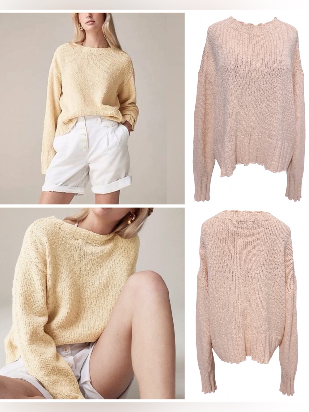 J.Crew Relaxed Crewneck Oversized Sweater in Light Tan Size Large